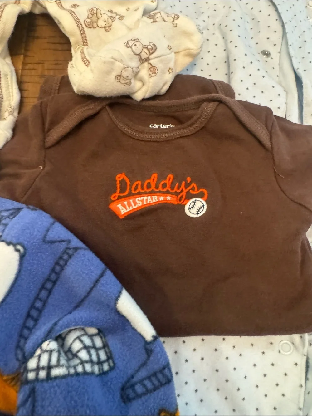 Carter's etc 9 month Printed Fleece & Mixed Neutral Baby One-Piece Sleepers Set